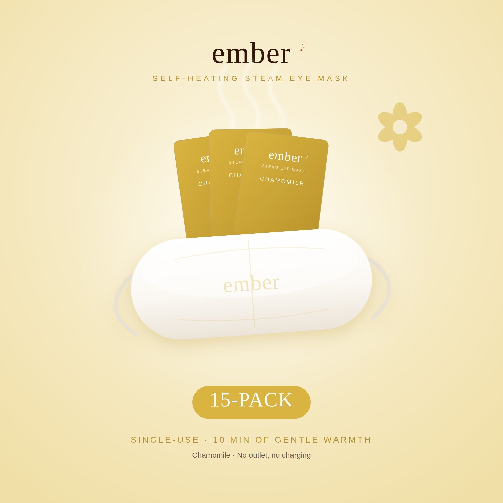 Ember Chamomile self-heating steam eye mask, 15-pack