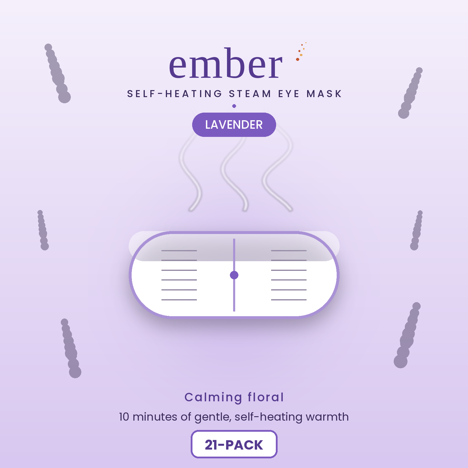 Ember Lavender Scented Steam Eye Mask 21 Pack