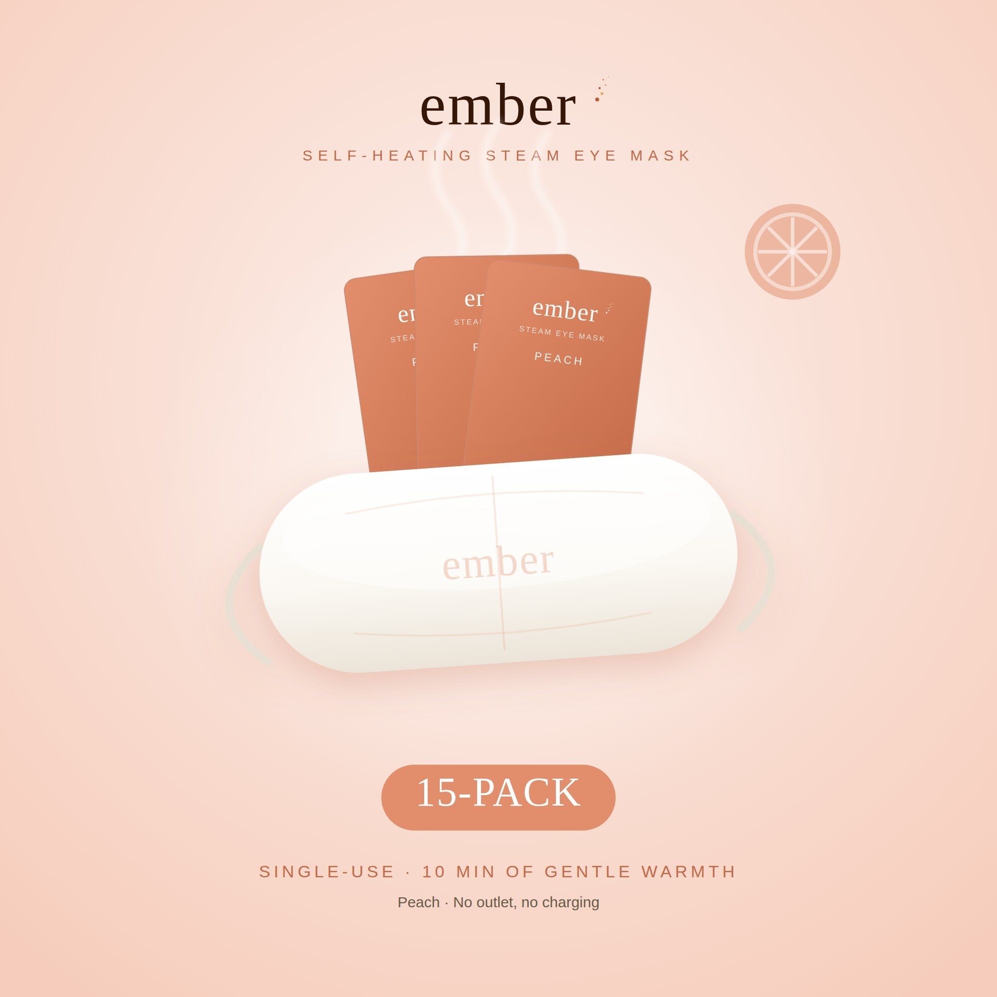 Ember Peach self-heating steam eye mask, 15-pack