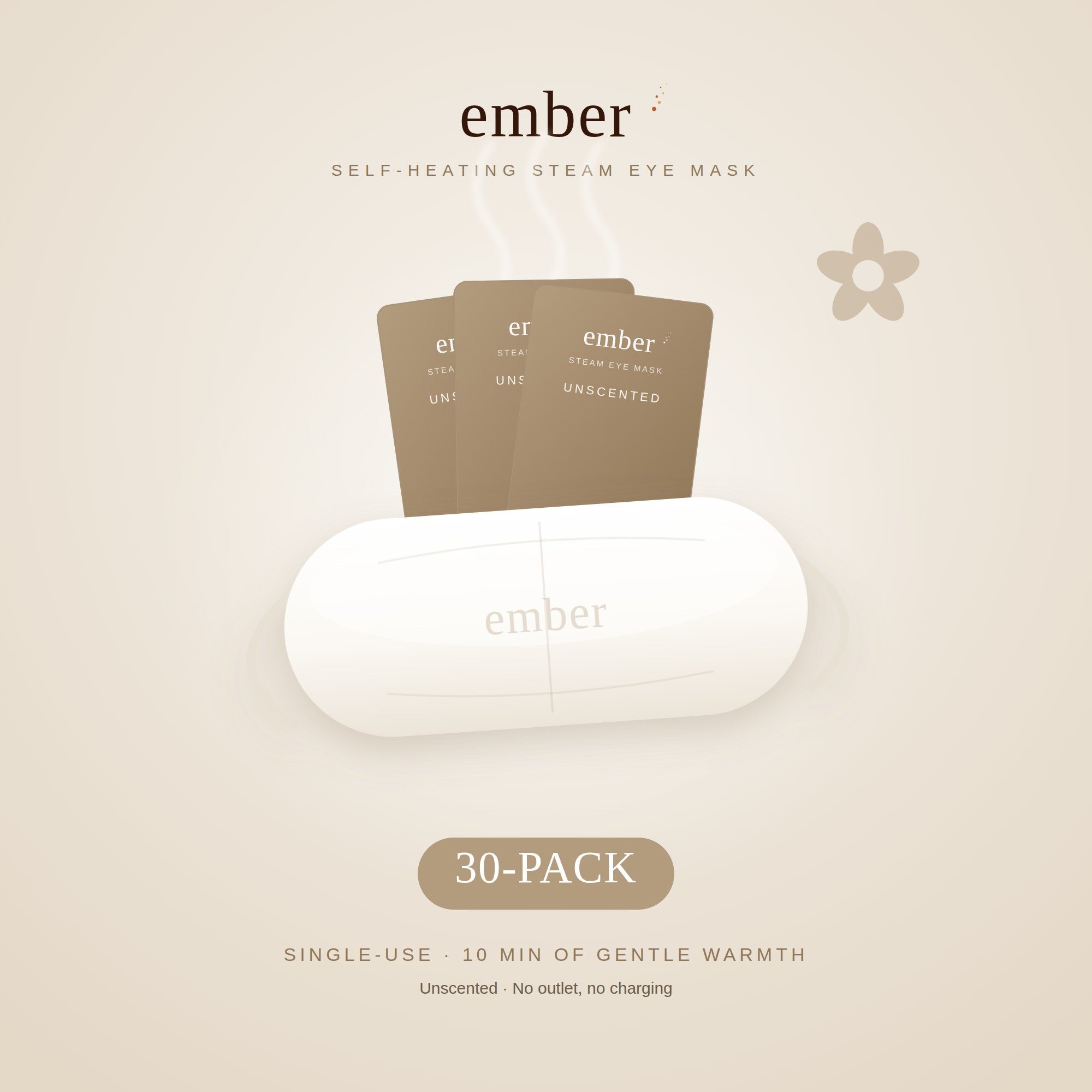 Ember Unscented self-heating steam eye mask, 30-pack